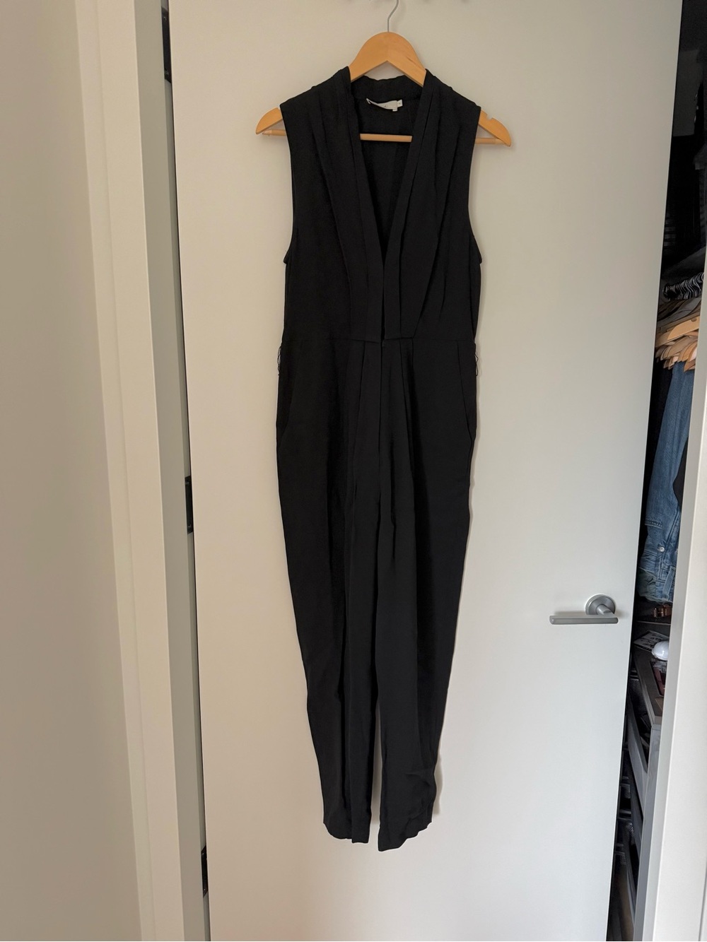 A.L.C. Sleeveless Black V-Neck Jumpsuit